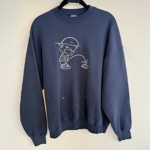 Vintage Fruit of the Loom Ford/Chevy Boy Crewneck Sweatshirt size XL Navy Blue